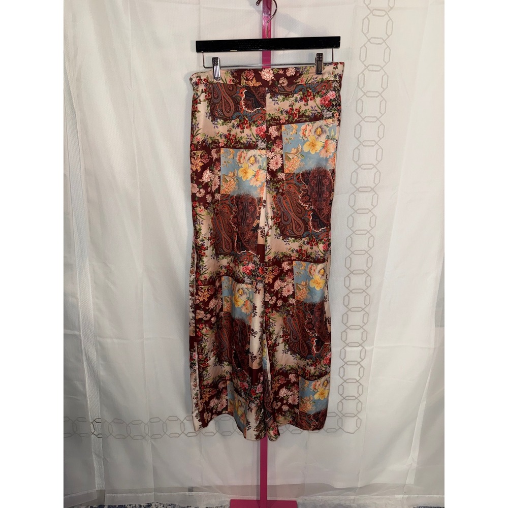Boston Proper Patchwork Floral Paisley Wide Leg Pants Women's Size M